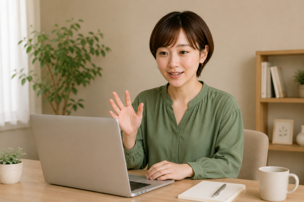 パソコンで働いている女性